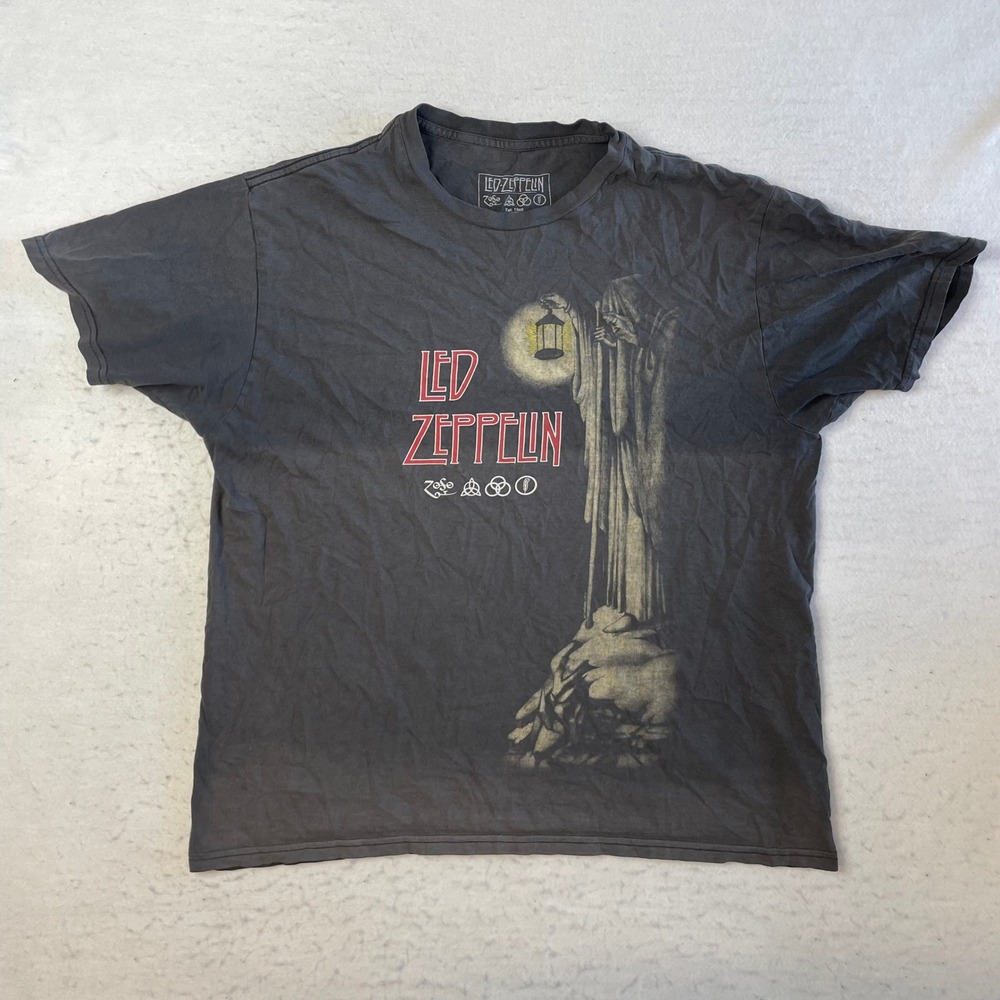 Led Zeppelin Graphic T-Shirt Mens XL Black Hermit Tarot Short Sleeve Cotton Rock